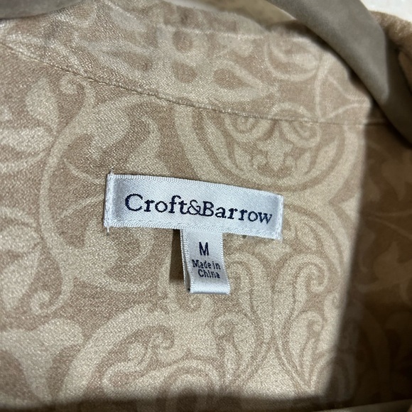 Croft & Barrow Tan Patterned Button Down Shirt - Picture 2 of 3